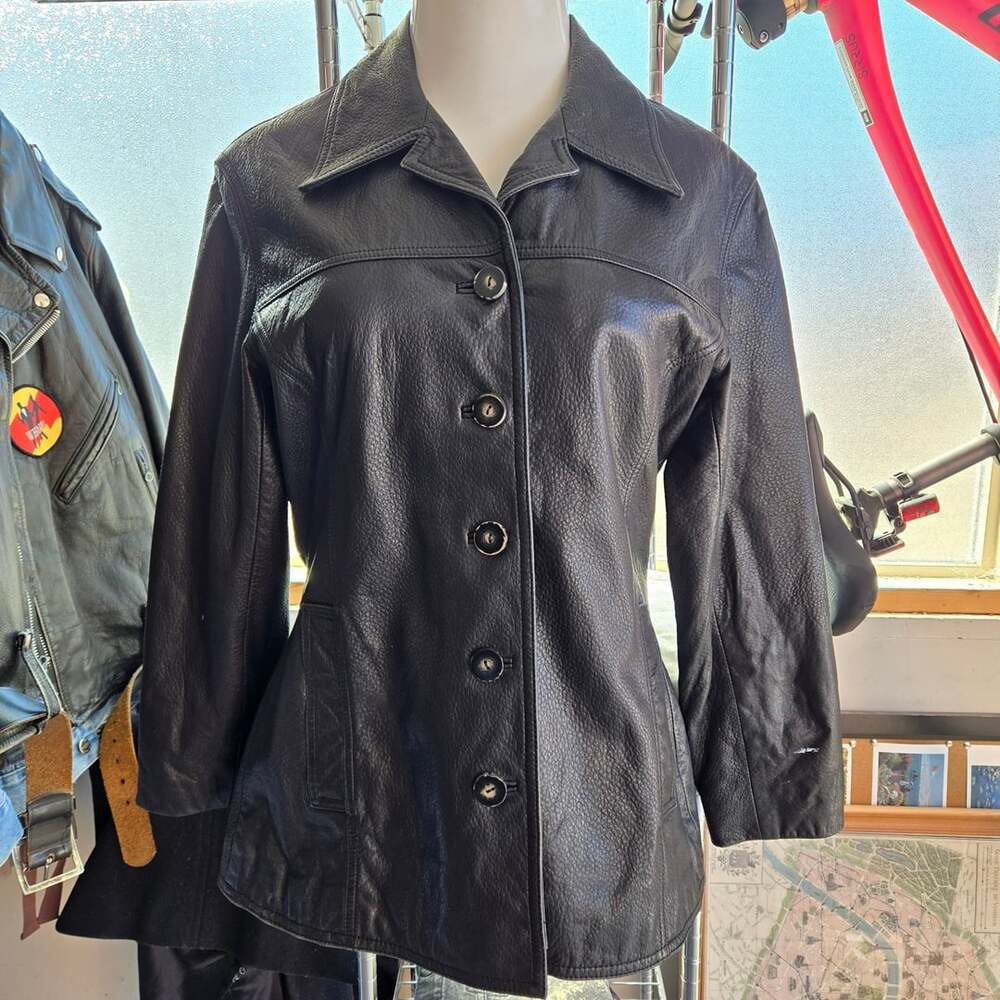 Scully Black Leather Button Jacket